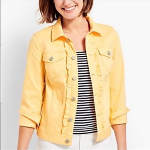 Talbots Jackets & Blazers - Talbots NWOT yellow denim jacket w ruffle LARGE